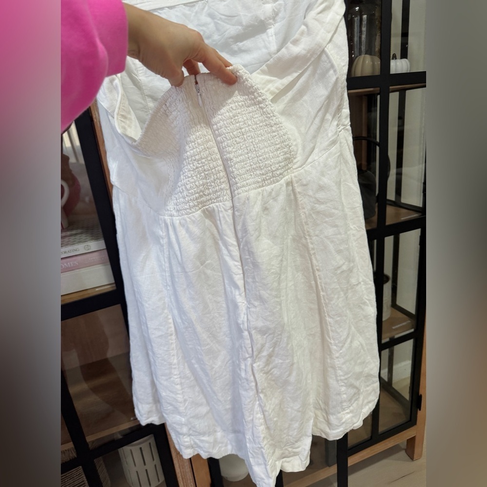 Abercrombie strapless linen mini dress lined fit & flare white bride graduation - Picture 8 of 12
